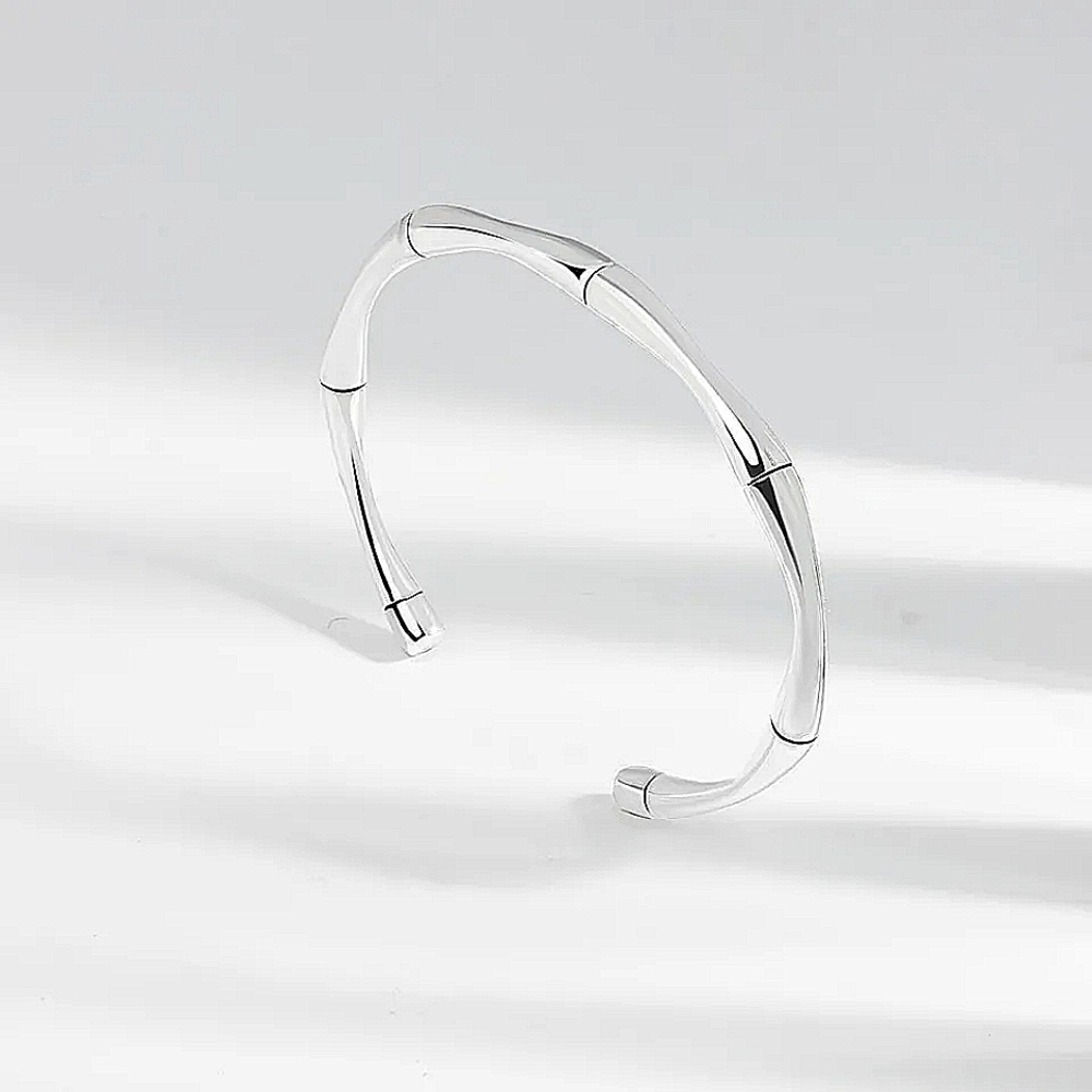 MEN | NEW Small Solid Bamboo S925 Adjustable Cuff Bracelet - Picture 12 of 16